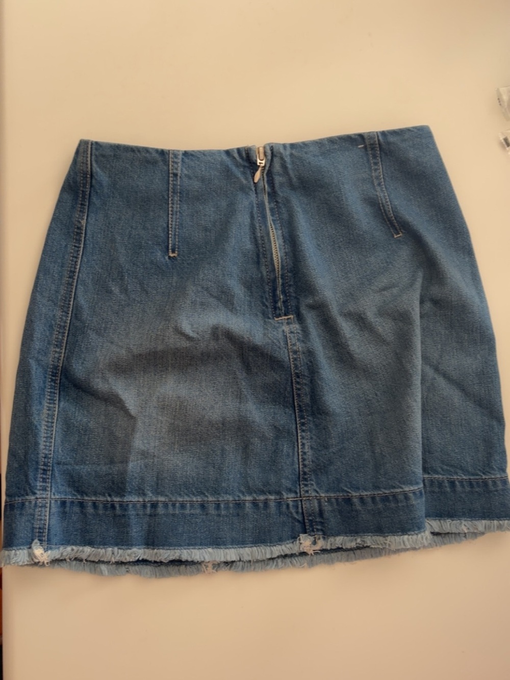 AG Adriano Goldschmied Blue Denim Mini Skirt with Raw Hem